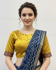 Ajrakh Mashru Silk Mirror Work Padded Blouse