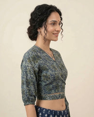 AJRAKH Print Mul Cotton Wrap Blouse
