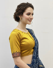 Ajrakh Mashru Silk Mirror Work Padded Blouse