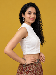 Plain White Blouse in Pintex Fabric