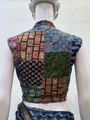Patchwork AJRAKH Printed Cotton Blouse