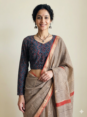 AJRAKH Long Sleeves Hand Block Printed Blouse