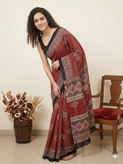 AJRAKH Printed Modal Silk Saree