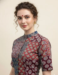 Patchwork AJRAKH Printed Cotton Blouse