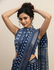 Indigo Dyed Hand Block Printed Blouse