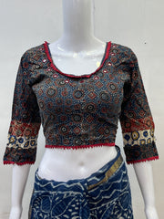 AJRAKH Padded Blouse with Mirror Work