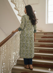 Ajrakh Dabo Printed Mul Cotton Kurti