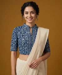 Indigo Dyed Hand Block Printed Blouse