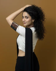 Cotton Flex Khadi Collared Blouse with Patchwork