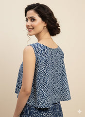 Indigo Dyed Hand Block Printed Blouse