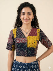 Patchwork AJRAKH Printed Cotton Blouse