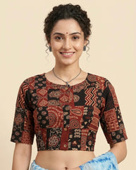 Patchwork AJRAKH Printed Cotton Blouse