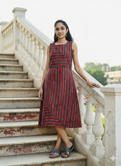 Hand Block Printed Sleeve Less Dress