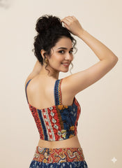 Kantha Hand Stitched Crop Top Blouse