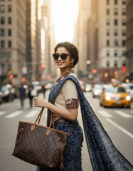 Pure Khadi Cotton Collared Blouse with Patchwork