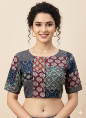 Patchwork AJRAKH Printed Cotton Blouse