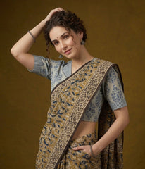 Indigo Dyed Hand Block Printed Collared Blouse