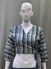 Indigo Wrap Blouse