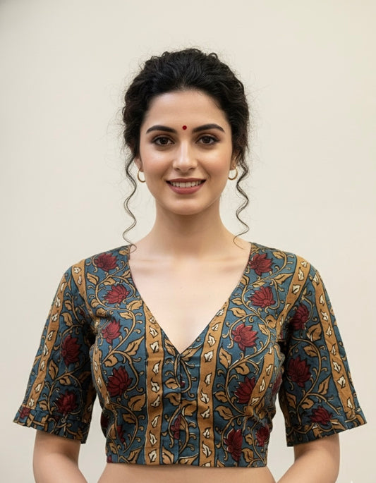Kalamkari Hand Block Printed Padded Blouse