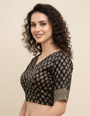 Ajrakh Mashru Silk Mirror Work Padded Blouse