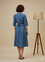 Indigo Dyed Wrap Around Dress