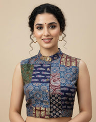 Patchwork AJRAKH Printed Cotton Blouse