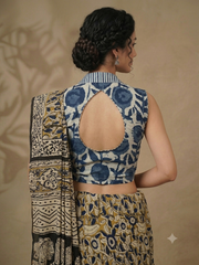 Indigo Dyed Hand Block Printed Collared Blouse