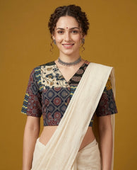 Patchwork AJRAKH Printed Cotton Blouse
