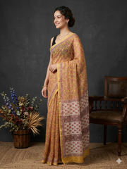 Sanganeri Hand Block Printed Kota Doriya Saree