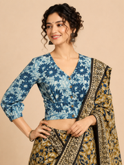 Indigo Dyed Hand Block Printed Blouse