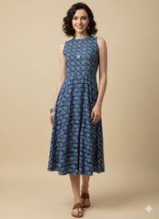 Indigo Dyed Halter Neck Dress