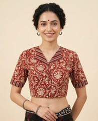Kalamkari Hand Block Printed Collared Blouse