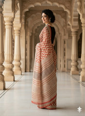 Hand Block Printed Chanderi Silk Saree