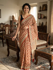 Hand Block Printed Chanderi Silk Saree