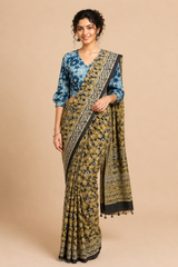 Indigo Dyed Hand Block Printed Blouse
