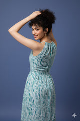 Shibori Art Dyed Halter Neck Dress