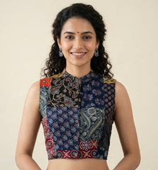 Patchwork AJRAKH Printed Cotton Blouse