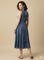 Indigo Dyed Halter Neck Dress
