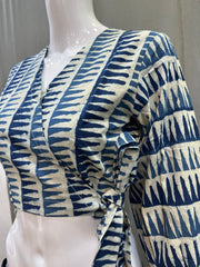 Indigo Wrap Blouse