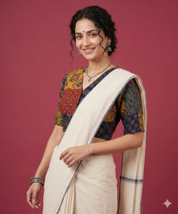 Patchwork AJRAKH Printed Cotton Blouse
