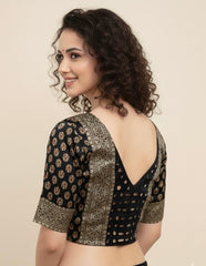 Ajrakh Mashru Silk Mirror Work Padded Blouse