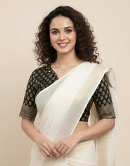 Ajrakh Mashru Silk Mirror Work Padded Blouse