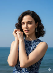 Indigo Dyed Halter Neck Dress