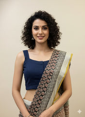 Navy Cotton Flex Blouse