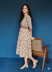 Kiara Kalamkari Printed Cotton Linen Dress