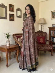 AJRAKH Printed Modal Silk Saree