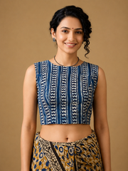 Indigo Dyed Hand Block Printed Blouse