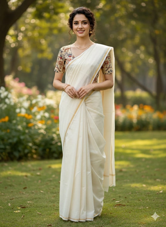 Kora Chanderi Silk Saree