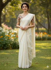 Kora Chanderi Silk Saree