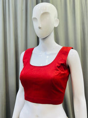 Red Cotton Flex Plain Blouse